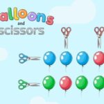 Balões e tesouras